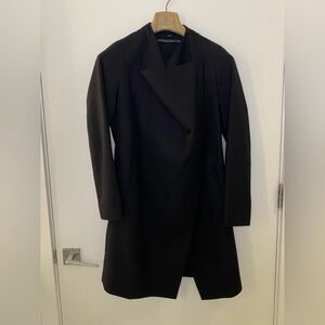 All Saints Black Wool Business Casual Trench Coat Jacket